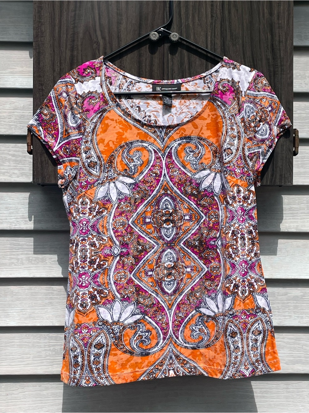 INC SS Pink/Orange Paisley XL